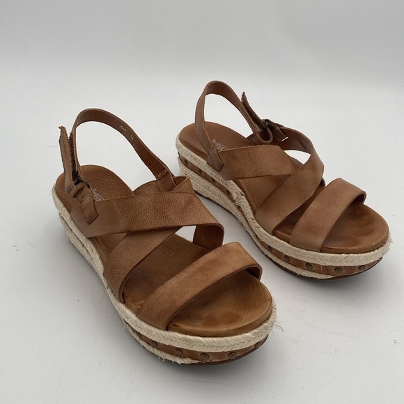 Antelope Brown Espadrille Sandals platform wedge 38 casual office vacation Y2K - Picture 11 of 11